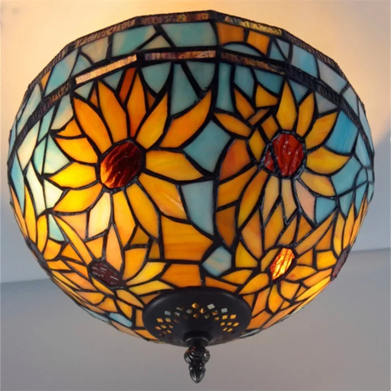 OUTELATiffany Ceiling Light Modern Creative Lamp Flower Figure Fixtures LED Home For Decoration