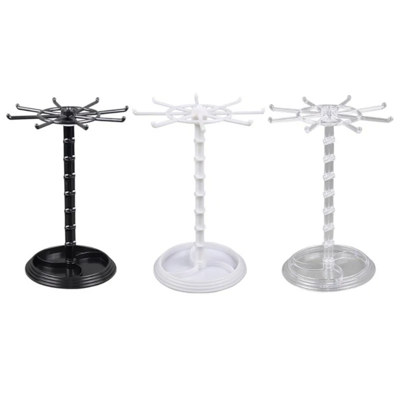 Jewelry Rotating Ring Display Holder Necklace Keychain Stand Rack Hooks Shelf Jewelry Accessories