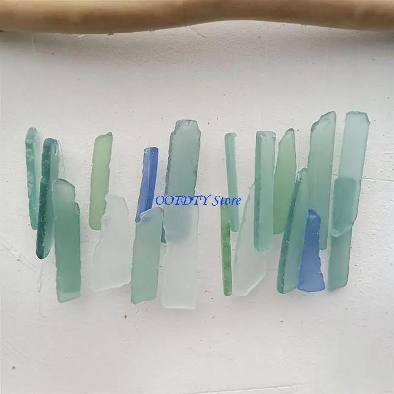 367A Sea Glass and Driftwood Wind Chimes Handcrafted Wind Chimes for Outside Gift