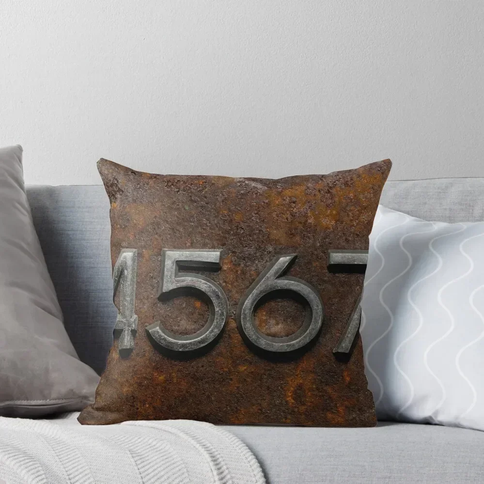 

Row of metal digits on a rusty background Throw Pillow Pillow Case Christmas Cushion Child pillow