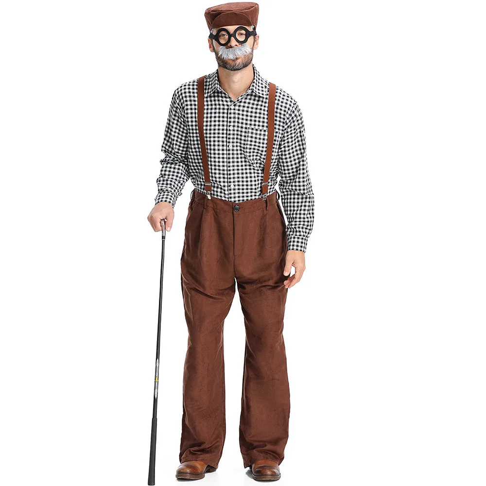 Uomini di stile britannico Halloween nonno pagliaccetti pantaloni costumi adulto vecchio gentiluomo Cosplay carnevale Purim gioco di ruolo spettacolo vestito da partito