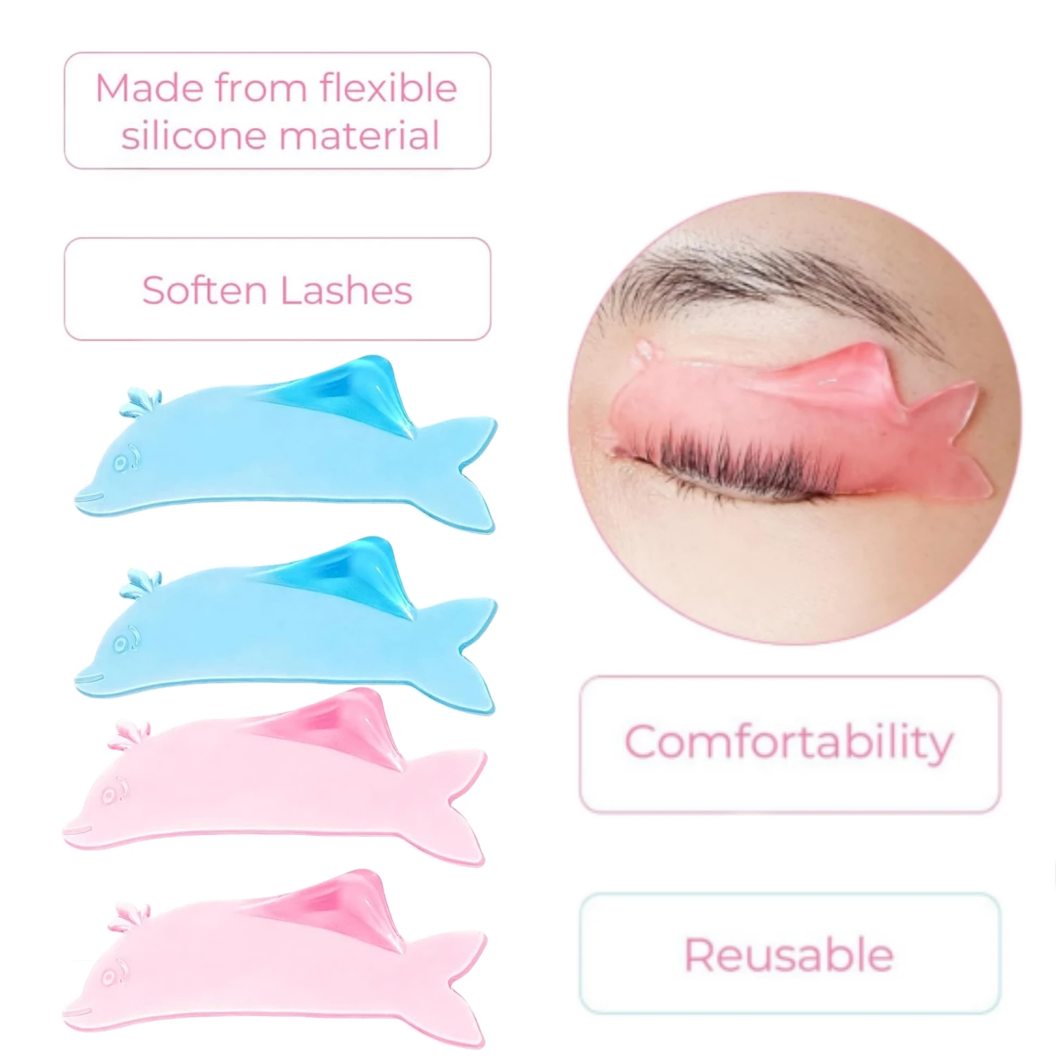 Lomansa Korean Flat Lash Lift Pads Glueless & Super Sticky Silicone Shields Ultra Thin Lash Softening Rods For Eyelash Perming