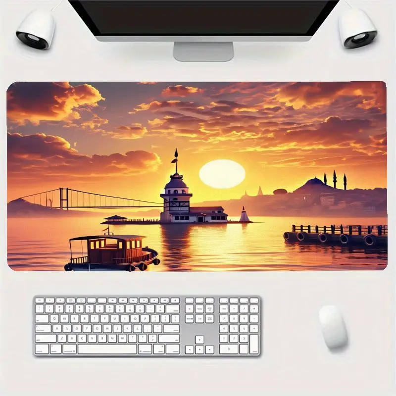 Brand Iron Art Desk Mat Sunset Seascape Non-Slip Mouse Pad Comfortable Modern Office Home Decor Accessory Essential