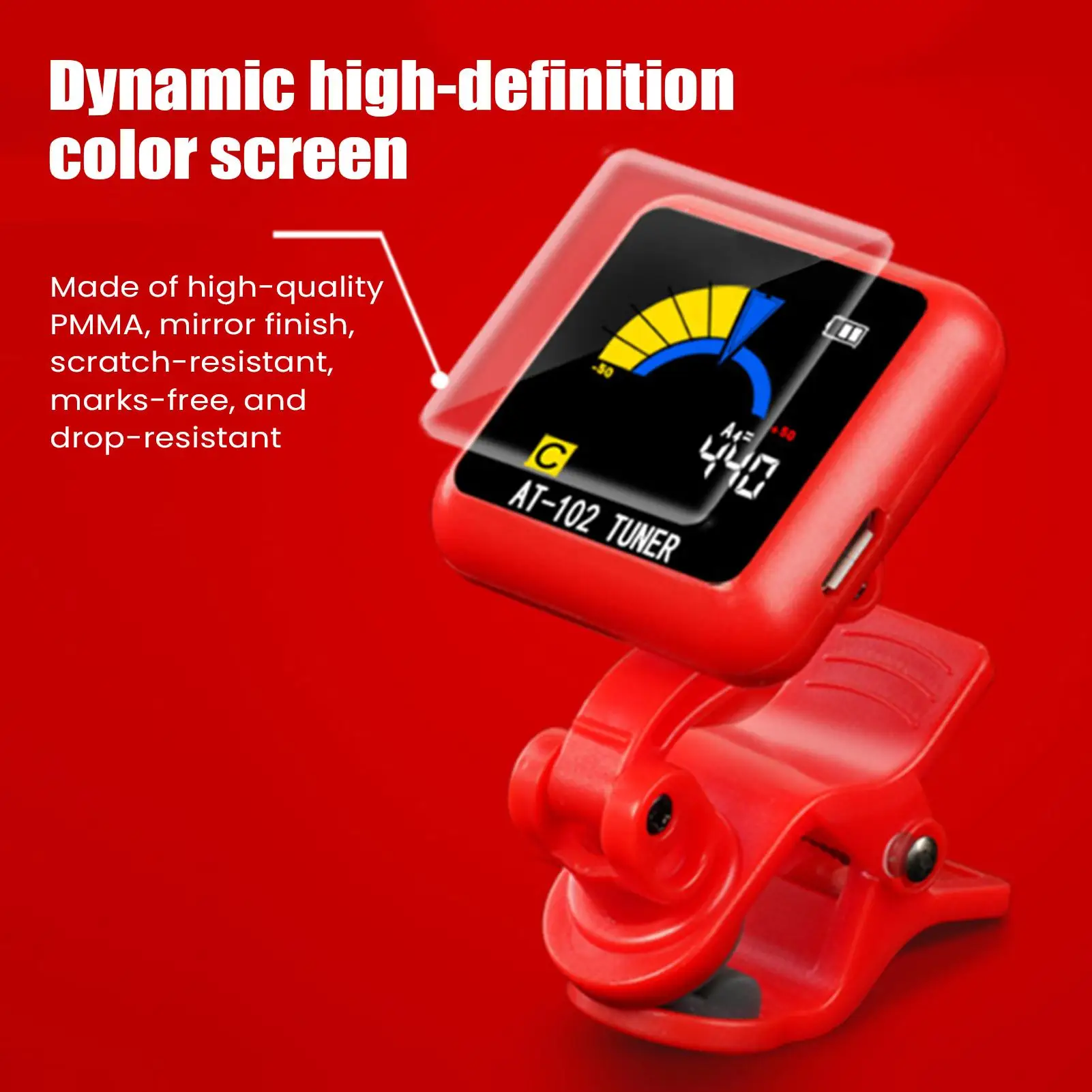 Guitar Tuner Clamp-on Rechargeable LCD Display High-Sensitivity String Instruments Clip Tuner For Stage Studio Recording Daily