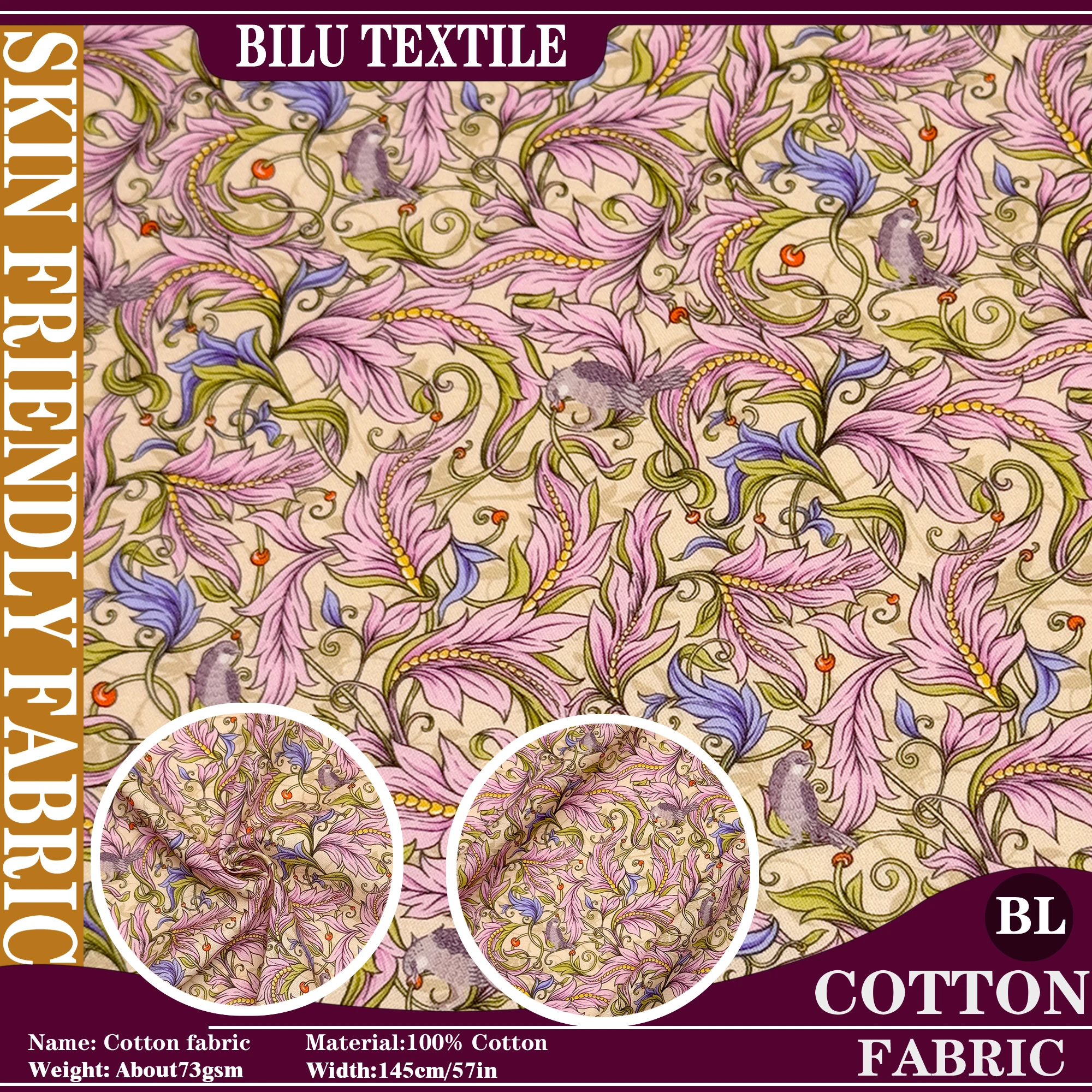 

80S Like Свобода Уильям Моррис Цветочная ткань 100% хлопок Длинноволокнистая ткань для шитья с принтом Платья Юбка Ткань ручной работы своими руками