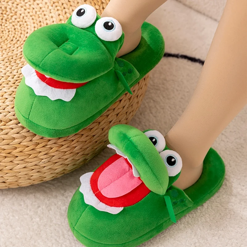 Family fun  green Open mouth crocodile home father and son 2024 new fashion comfortable non-slip slippers