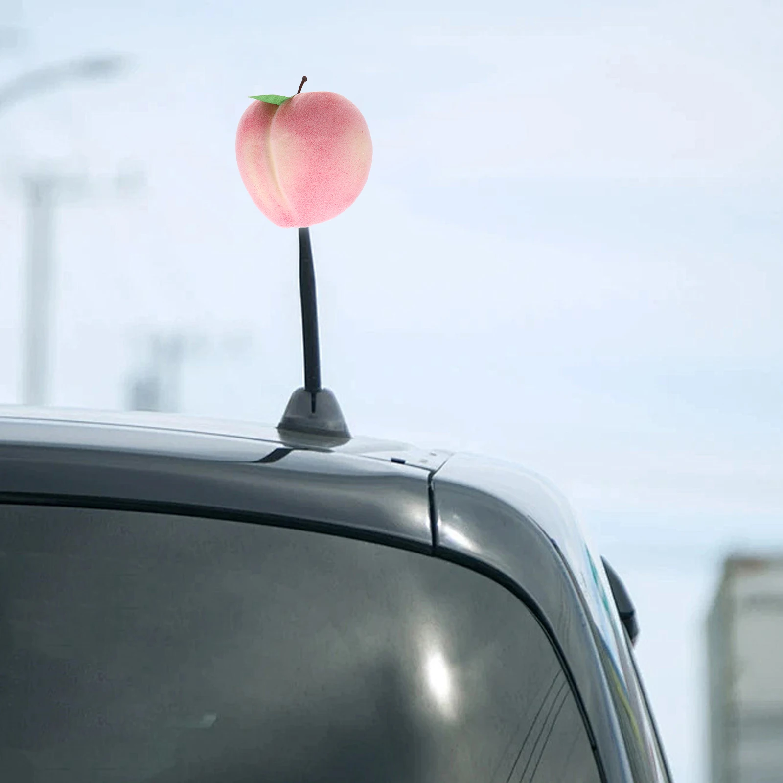 

1pcs Simulated Peach Decorations Realistic Fruit Design Car Roof Cover Plastic Toppers Antenna Decorations For Cars