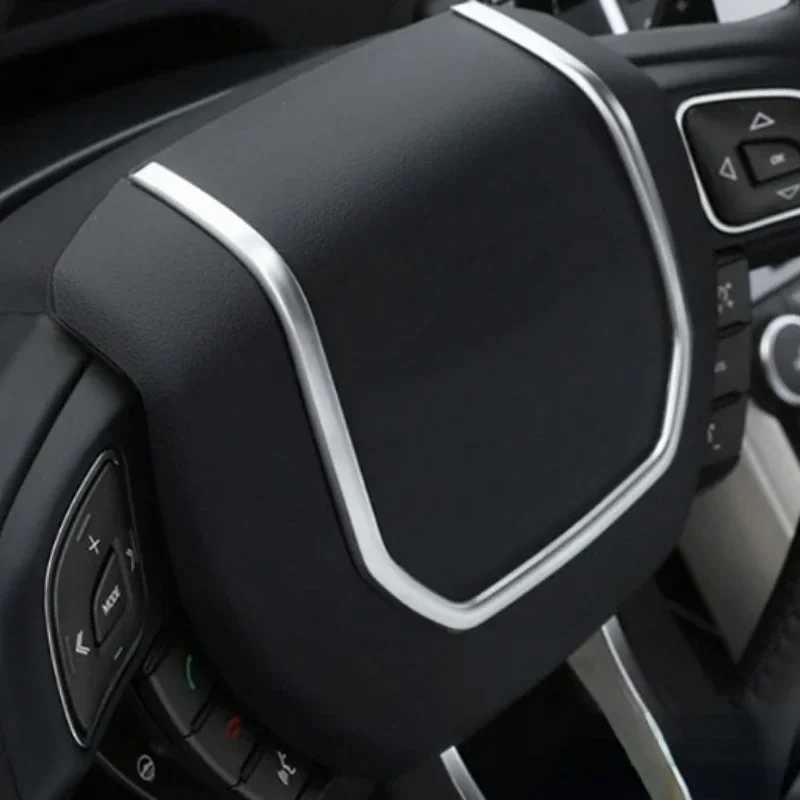 

For Lan Drover Range Rover Evoque 2012-2018 ABS Silver Car Steering Wheel Decorative Strips Stickers Internal Car Accessories