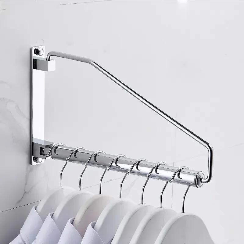 Brass brushed gold invisible drying rack bedroom balcony wall hanging folding telescopic rod drying rod perforated drying
