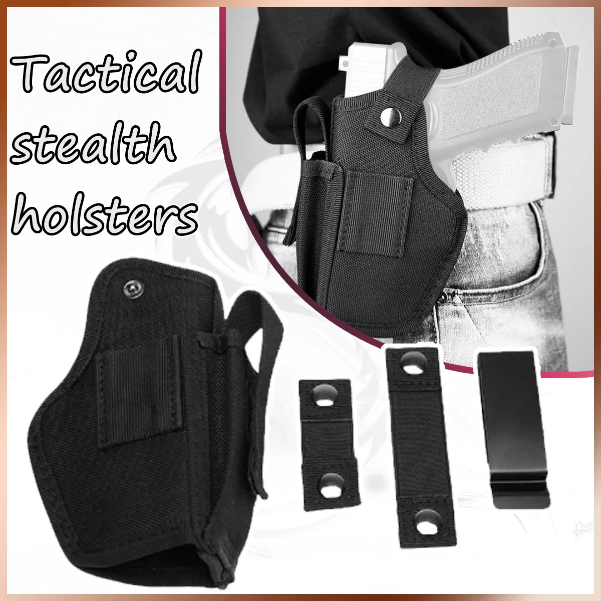 Concealed Carry Tactical Gun Holster Nylon OWB Side Hip Multifunctional Holster Fits S & W M&P Shield 9mm 380 Glock 19 Handguns