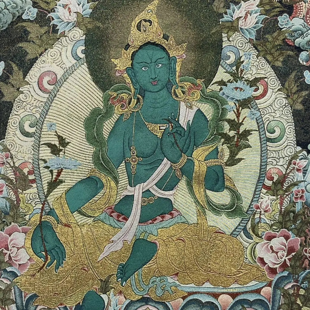 Diamond Embroidery Buddhist Portraits Cross Stitch Green Tara Buddha Statue Hanging Paintings Canvas Painting Murals Wall Decora