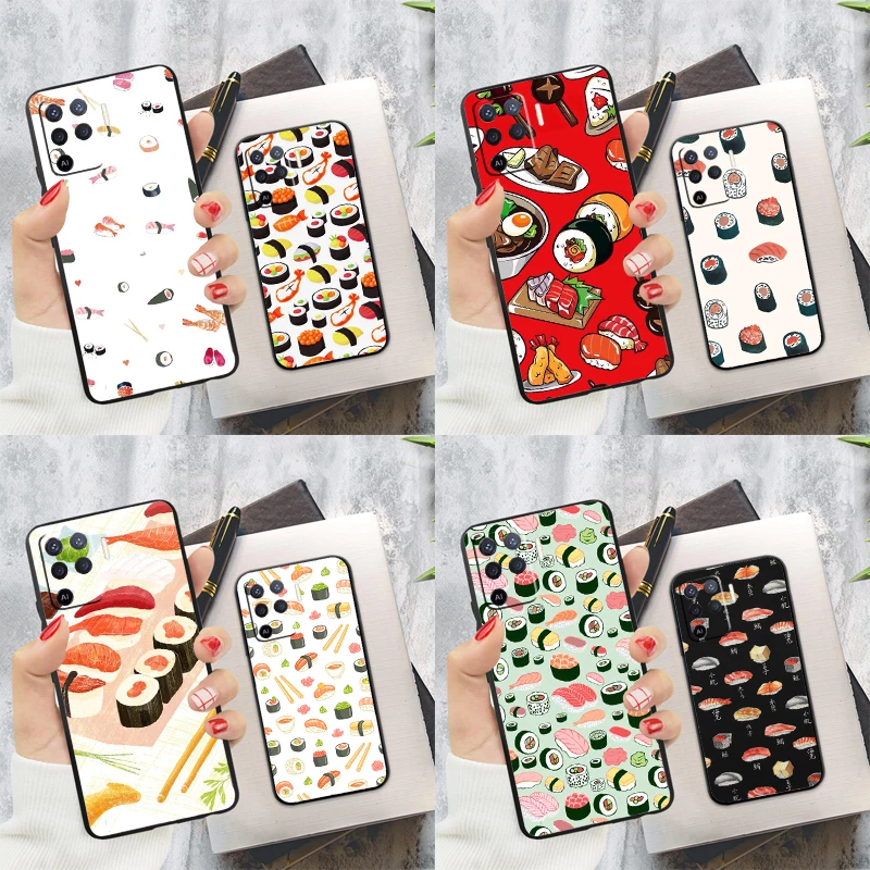 Funda de teléfono con diseño de Sushi Kawaii para Oppo A74 A53 A54 A94 A15 A16 A17 A52 A72 A76 A96 A57S A58 A78 A98