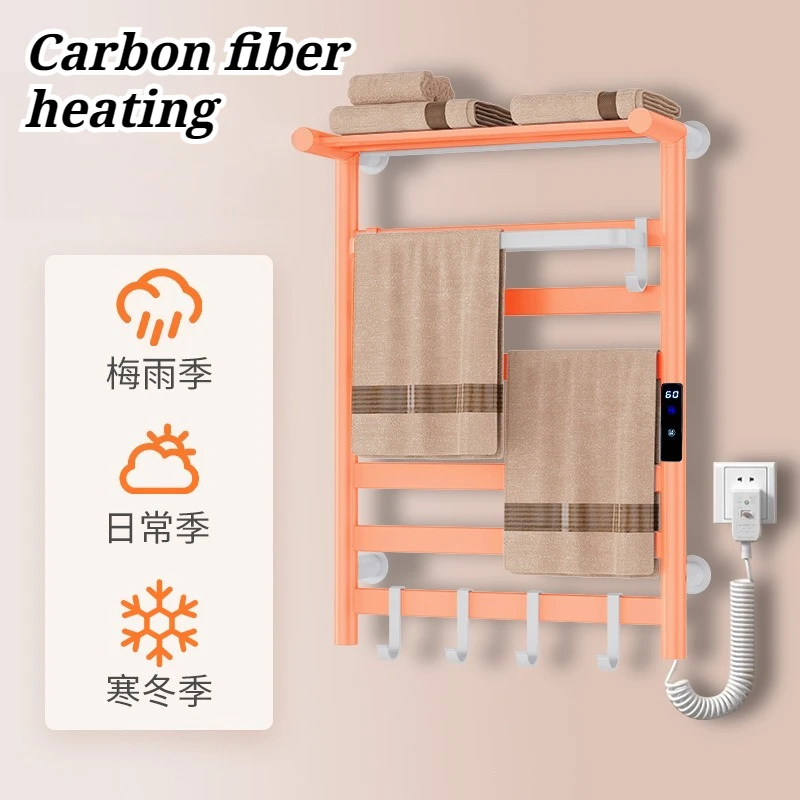 Intelligent Fast Heating Electric Towel Rack Touch Screen Control Digital Display Multi-layered Waterproof Durable Towel Warmer