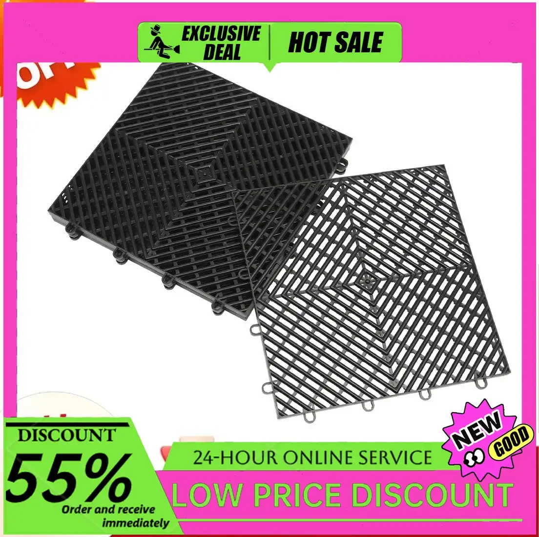 

12x12x0.5 Inches Interlocking Garage Floor Tiles 25/50/55 Pieces Deck Tiles for Auto Repair Store PP Material Black Green Red