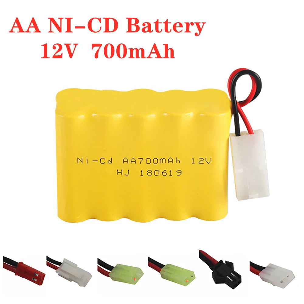 Batería aa de 12v para coche a control remoto, accesorios de batería de 700mah, paquete de batería recargable NiCd para coche, trenes, Robot, barco, pistola tamiya