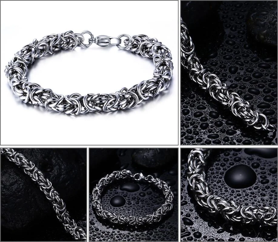 Fashion Men Domineering Titanium Steel Bracelet Handmade Beaded Chain Bracelet Personalized Punk Party Jewelry Pulsera Hombre