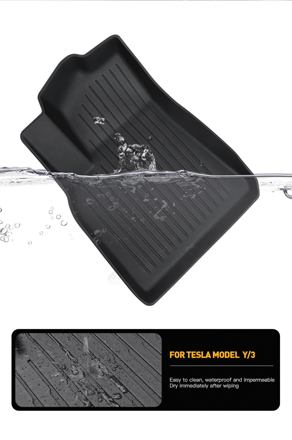 YZ For Tesla Floor Mat Model Y 2021-2026 Model 3 Highland Car Trunk Mat Luggage Mat TPE Waterproof Anti-Slip Set Floor Liner Mat