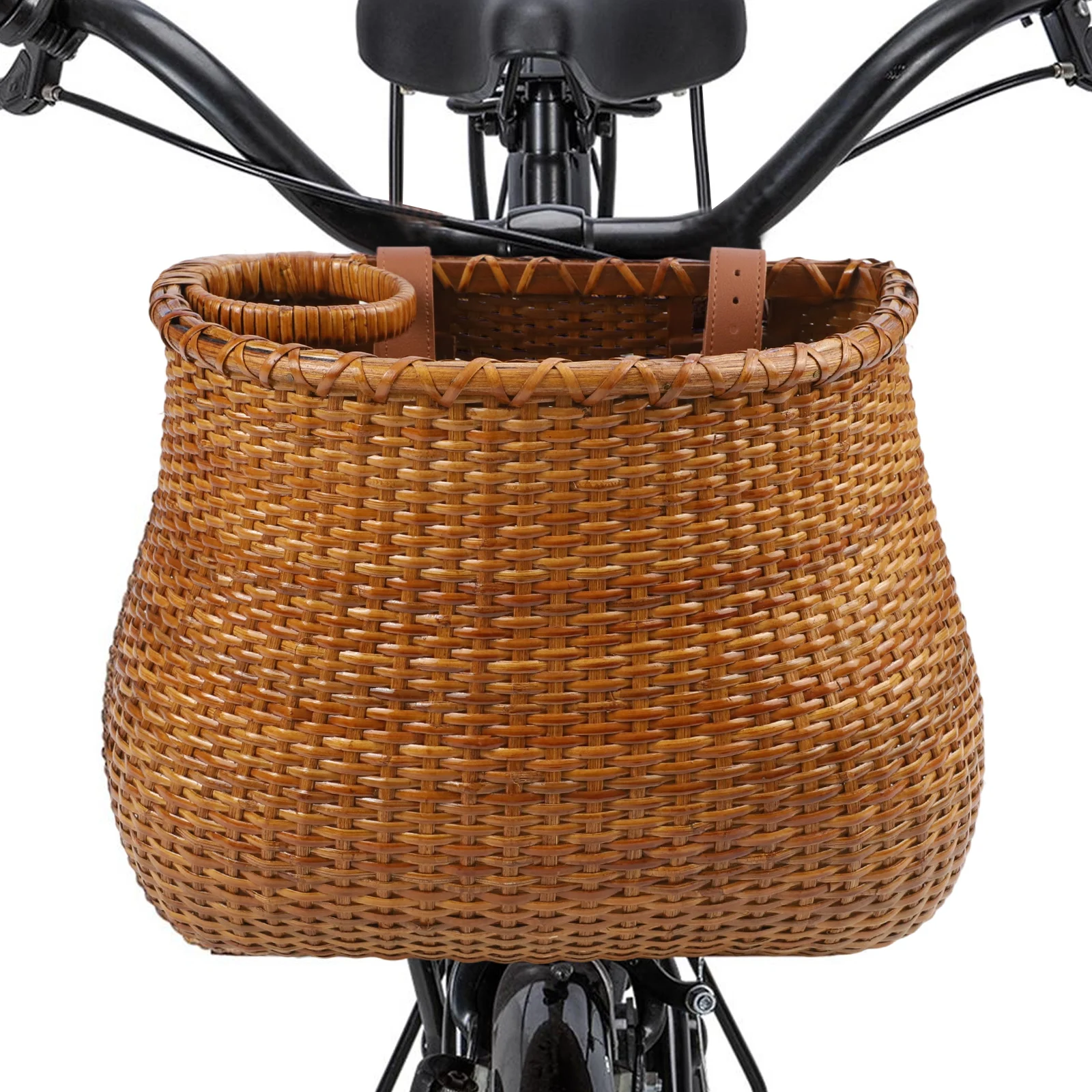 

Bicycle Accessories Bicycle Basket Dark Brown Color Outdoor Cycling Accessory Beautiful Rattan Material Bike Riding Storage