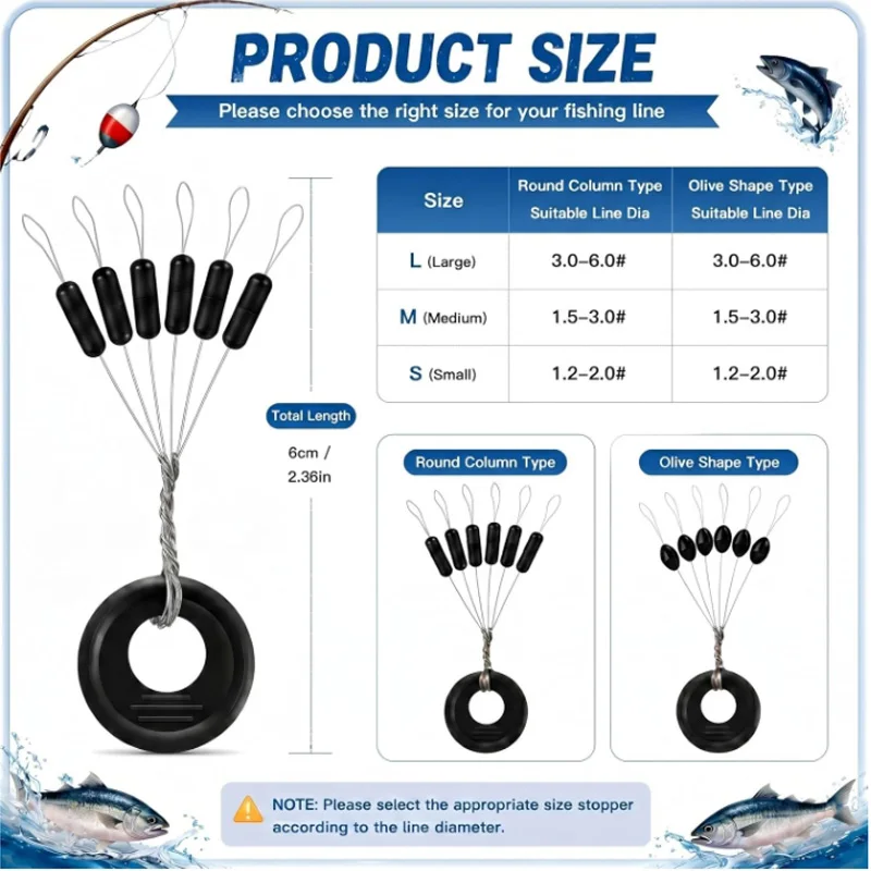 Fishing Rubber Bobber Stoppers Oval & Column Float Sinker Stops for Bass/Carp/Sea Fishing Texas Rig Weight Stoppers 150-600pcs