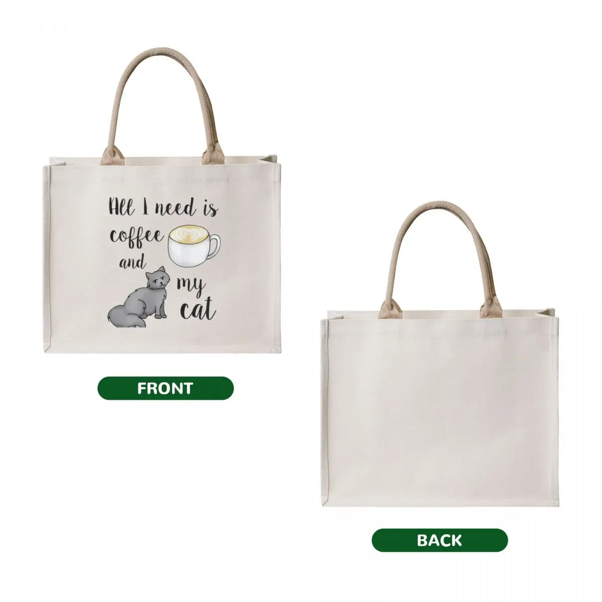 All I Need is Coffee and my Cat Tote Bag woman shopping bag Women's bags shopping bag logo tote screen