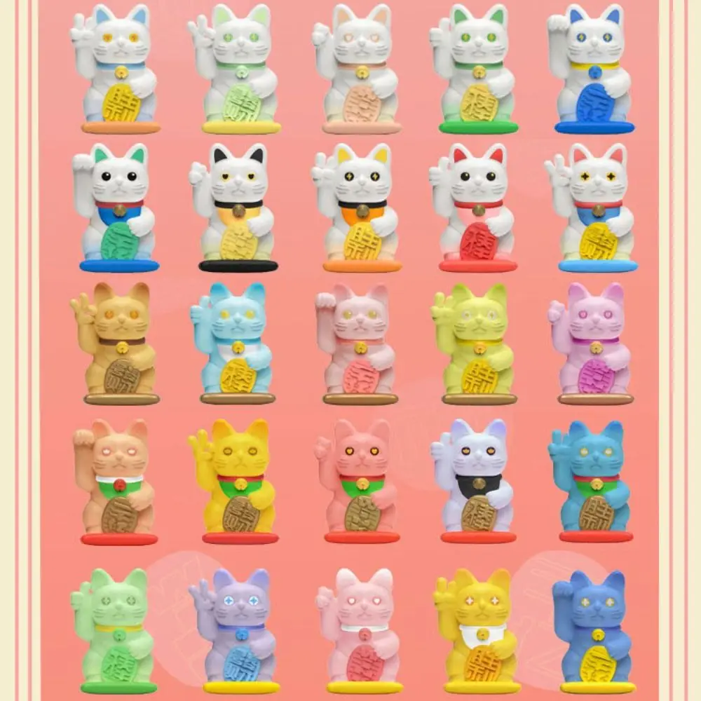 Cute Cartoon Lucky Cat Blind Box Special Gesture Cat Anime Figure Dolls Wishing Collection Mystery Box Desktop