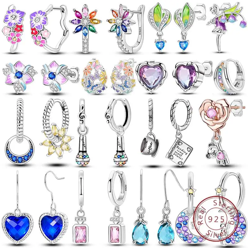Neue 925 Sterling Silber Hoffnung Regenbogen Blume Ohrringe Für Frauen Funkelnden Farbigen Zirkon Stern Koi Fashion Party Schmuck