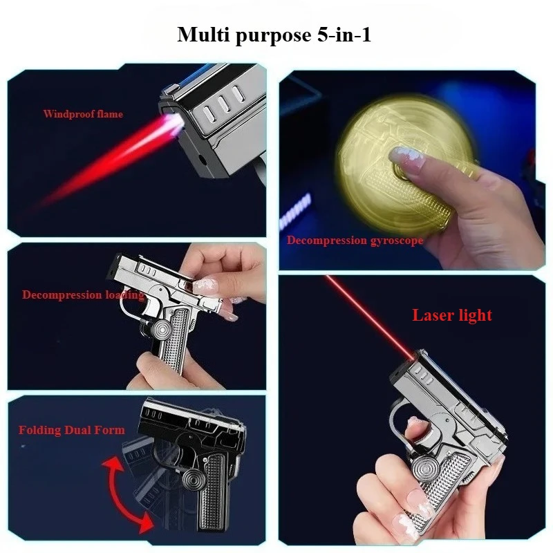 

Personalized and Creative Folding Gun Style Lighter Rotatable Square and Convenient Gyroscope Men's Exquisite Small Tool