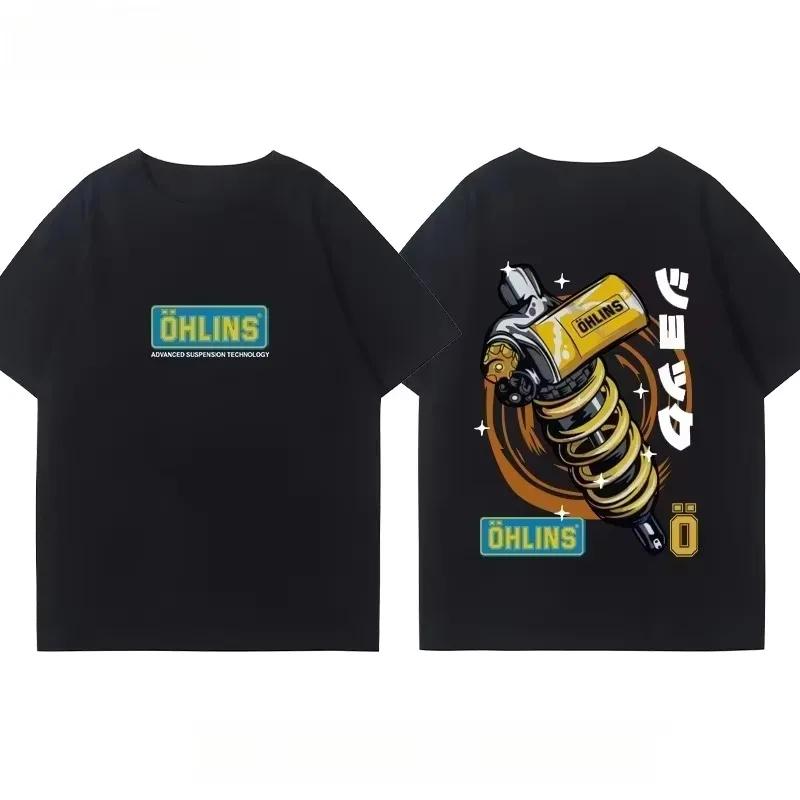 Advanced Suspension Tech JDM Style Ohlins Motorcycle Shock Absorber Brand Graphic T-Shirt Cotton Men Women Streetwear Tee