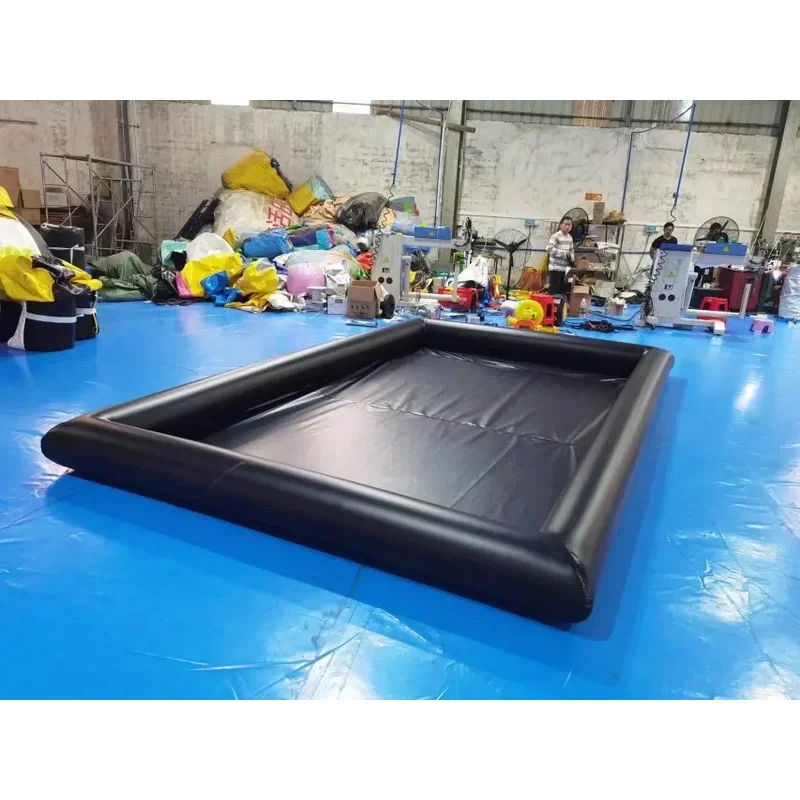 Black Inflatable 6x4m 20x13ft Inflatable Water Containment PVC Garage Floor Portable For Car Cleaning with air pump