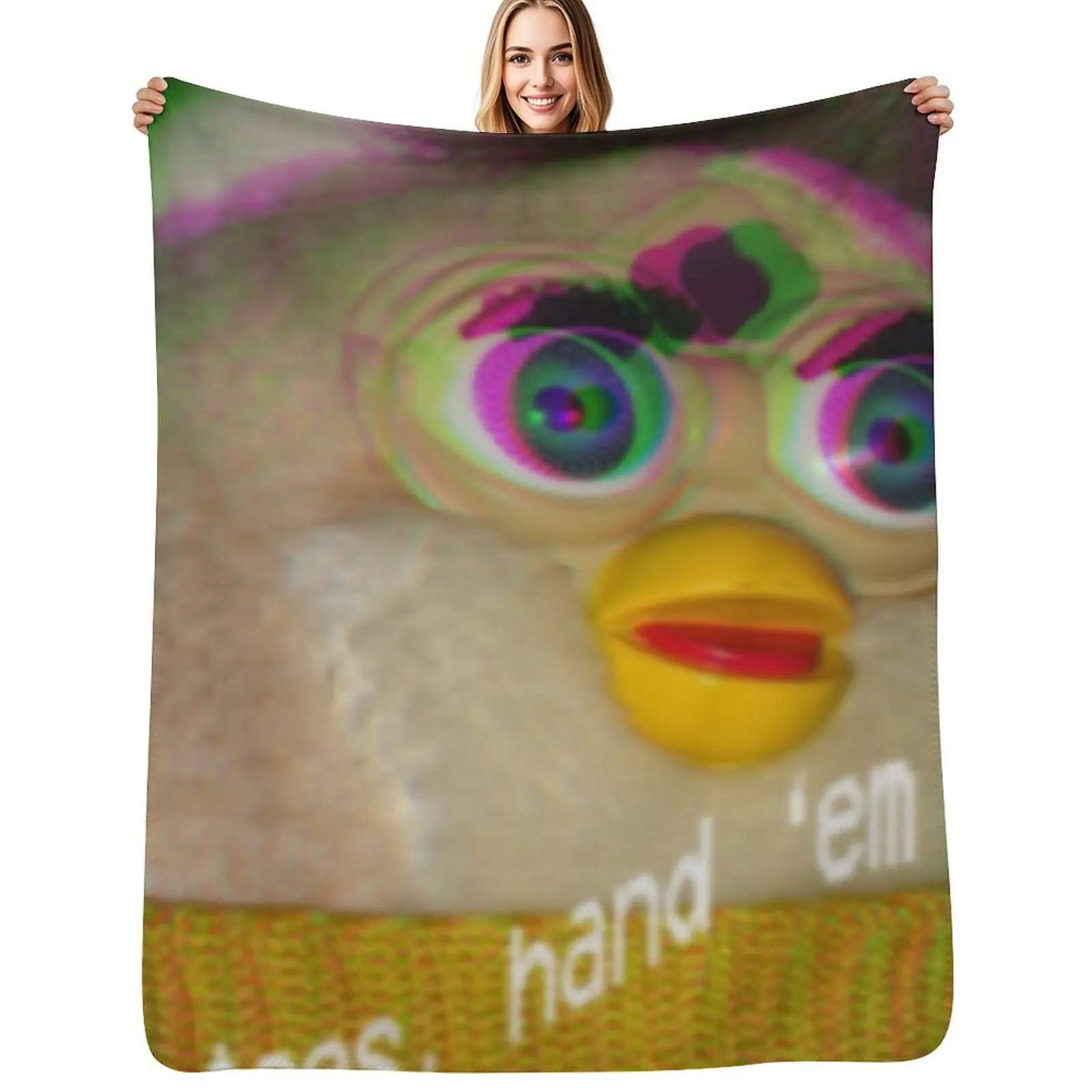 

long furby give him your toes Throw Blanket Stuffeds Warm Retros Blankets For Sofas Blankets