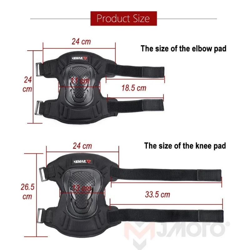4 PCS/Set Vemar Motorcycle Knee Guards Elbow Pads MTB BMX Guards Adult M-L Safety Protection Motocross Protective Kneepads