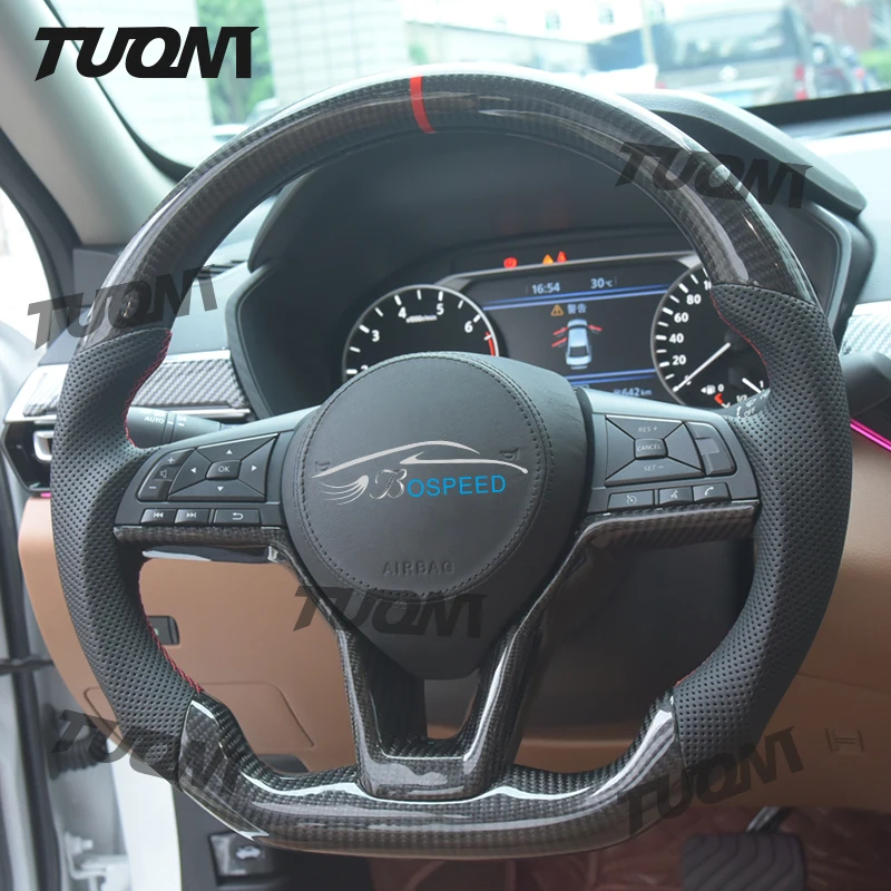 For Nissan X-Trail Qashqai Rogue Maart Serena Micra Kicks Altima Teana Carbon Fiber Steering Wheel