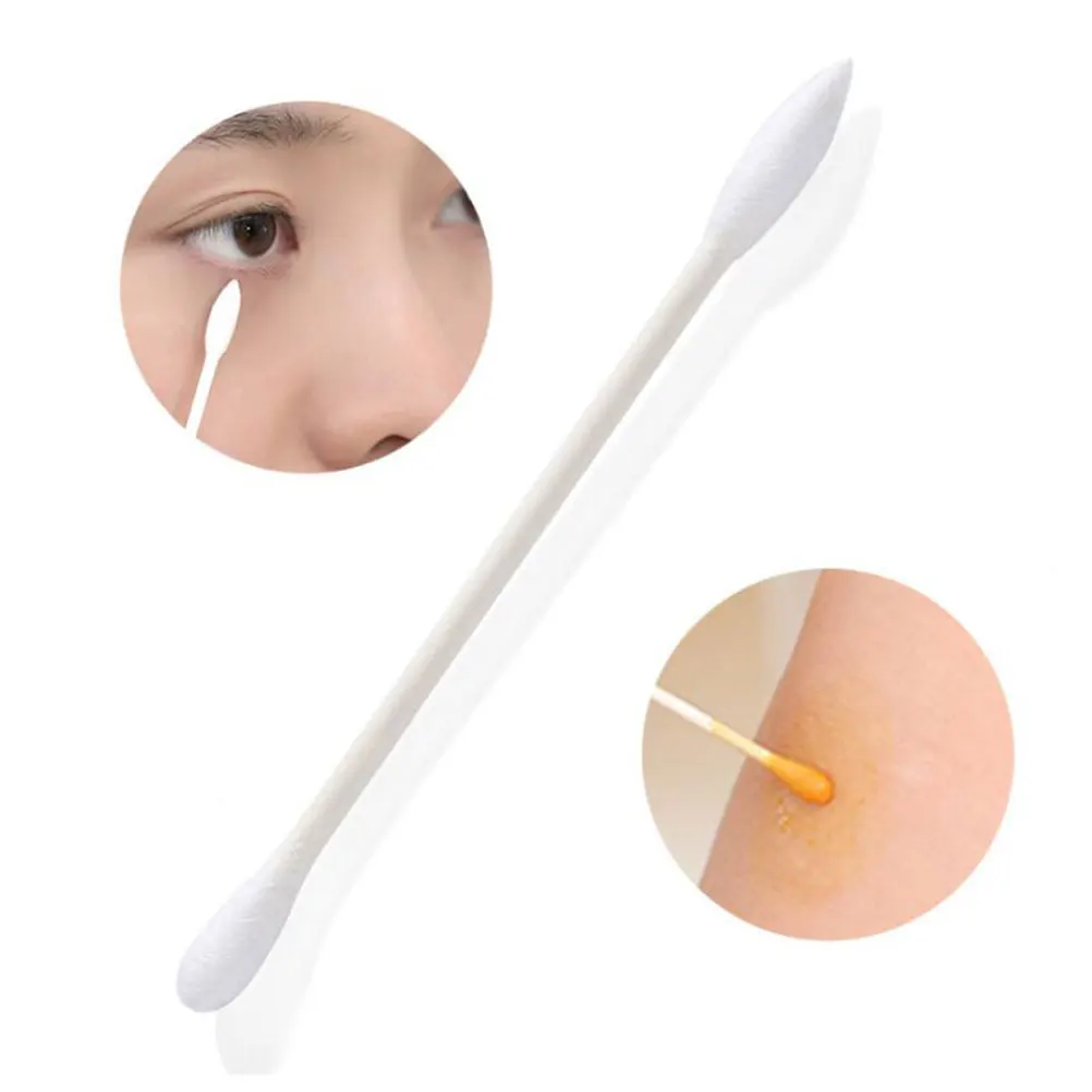 500 قطعة من أعواد القطن المصنوعة من الخيزران، مسحات مكياج للاستعمال مرة واحدة، تنظيف دقيق، أعواد ورقية أكثر صلابة، مستلزمات الاستخدام اليومي #2