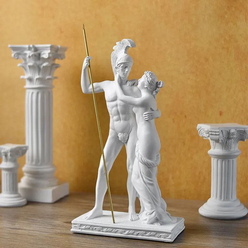 

Artificial Plaster Figure Resin Handicraft Nude Mythological Ares Sculpture Decorative Figurines Home Decoration Accessories
