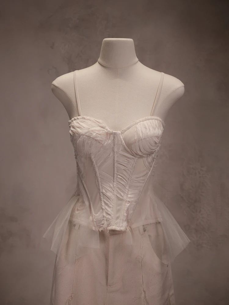 

Женский топ-бюстье YUXUAN GIA Mountain Rain с дизайном в виде рыбьего хвоста и косточек, на молнии, однотонный