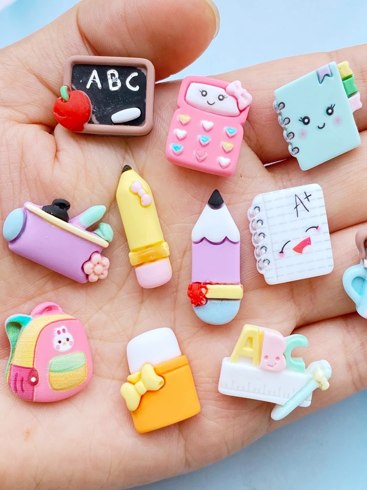 20Pcs New Cute Mini Stationery Flat  Back Resin Scrapbook Diy Wedding Hairpin Accessories Embellishments Craft