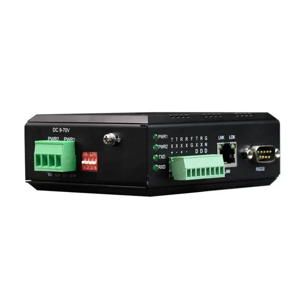 قناة واحدة Din-Rail المسلسل عبر إيثرنت rs232 rs422 rs485 إلى محول إيثرنت