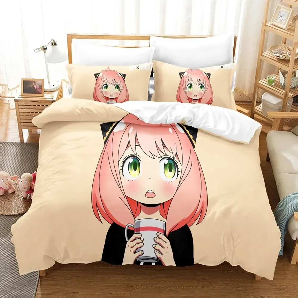 Anime  SPY×FAMILY Anya Forger Comfortable Duvet Quilt Cover Pillowcase Bedding Set Children Bedroom Decoration Home Textile