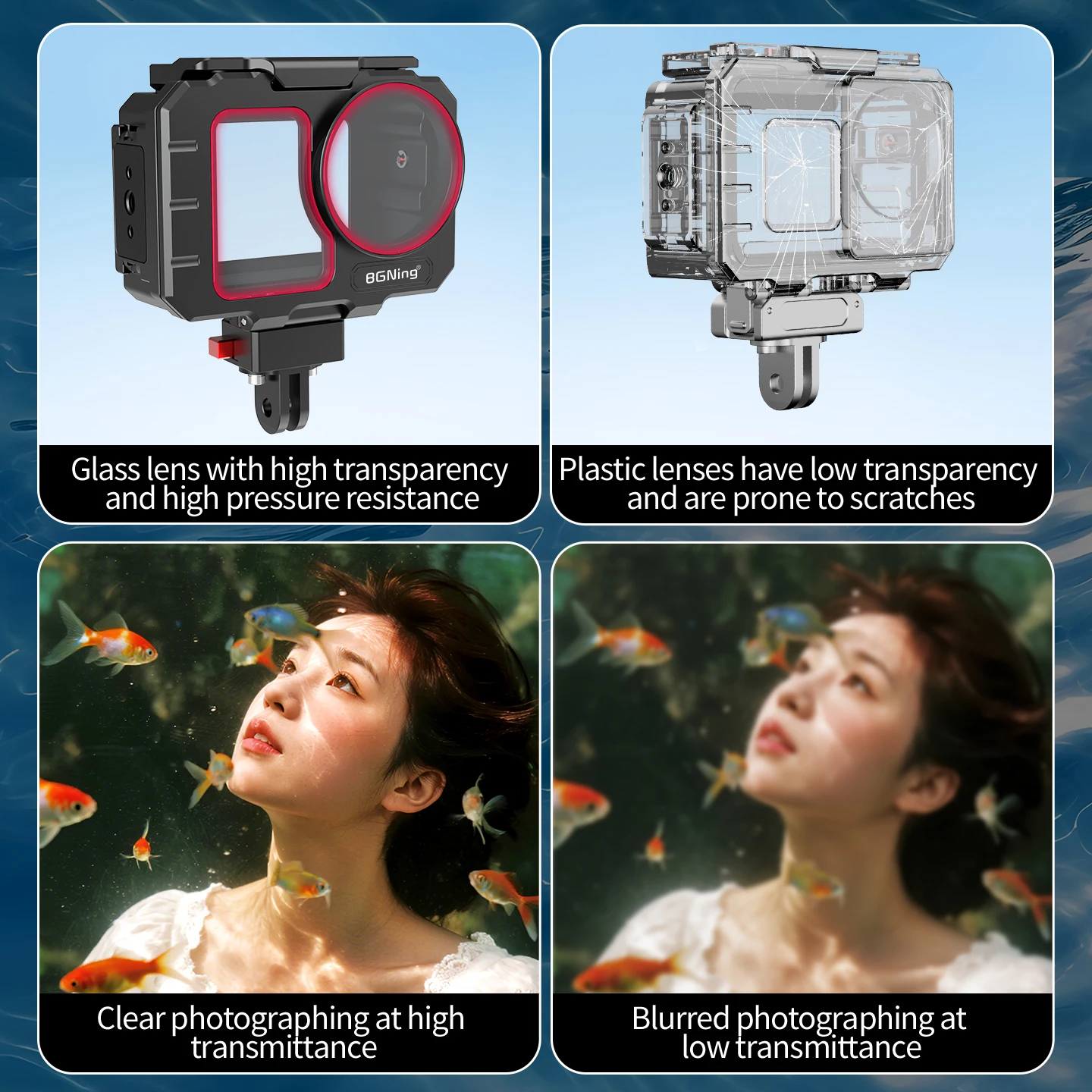 Wasserdichtes Gehäuse Tauchgehäuse für DJI OSMO Action 5Pro 4 3 Schnellmontage Stativhalterung Unterwasser-Schutzrahmen Metallgehäuse – Detail 4
