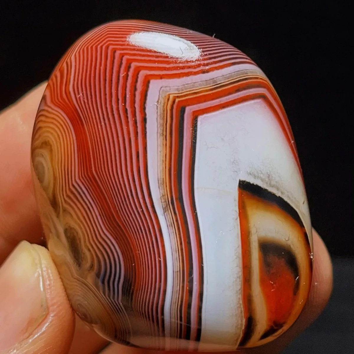 4PC Craft Stone Banded Agate Palm Stone, Tumbled Polished, Artisan Stone, Gift Giving, Natural Stone, Crystal Collection