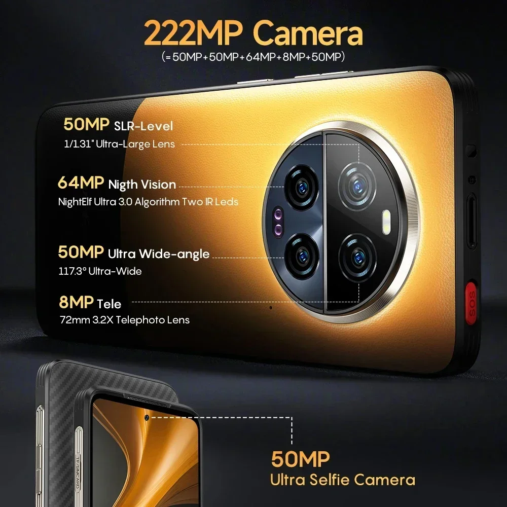Ulefone Armor 23 Ultra Rugged 5G Smartphones Android 13,12GB+512GB 64MP Night Camera 6.78Inch Mobile Phone 50W Wireless Charging