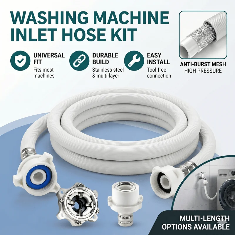 

Anti-Burst Washing Machine Inlet Hose, Leak-Proof 3/4" Universal Connector for Automatic Washer with Detachment Protection