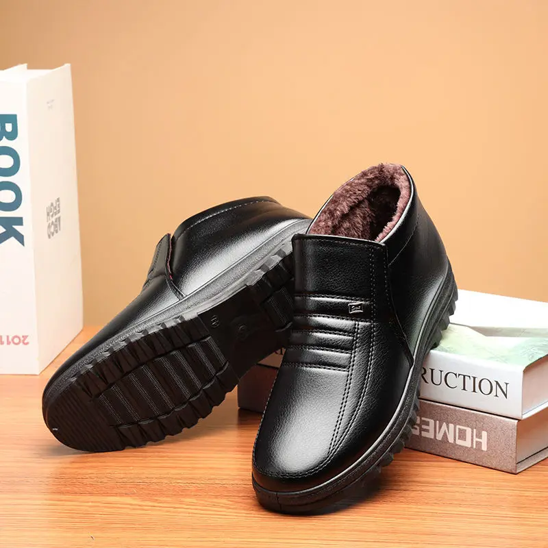 الشتاء مقاوم للماء الرجال Sheos جديد أحذية الثلوج الجلدية غير رسمية عالية أعلى الانزلاق على حذاء كاجوال للرجال المطاط أحذية الشتاء الدافئة Zapatos #4