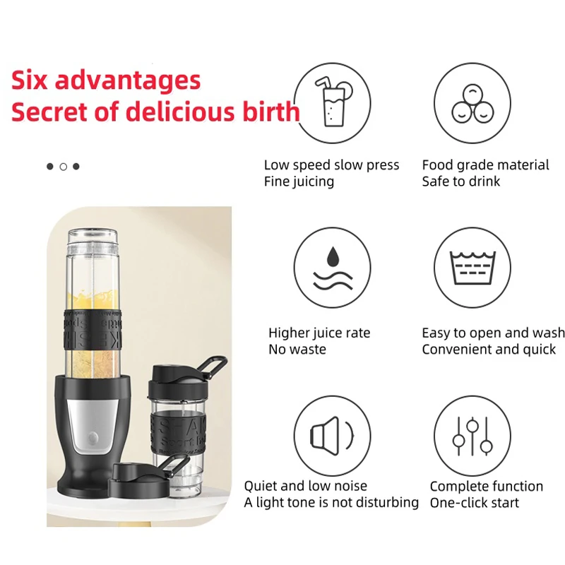 Double Cup Multifunction EU Fruit Mixers Juicers Portable Electric Juicer Blender Fruit Juicer Cup Food Milkshake Juice Maker