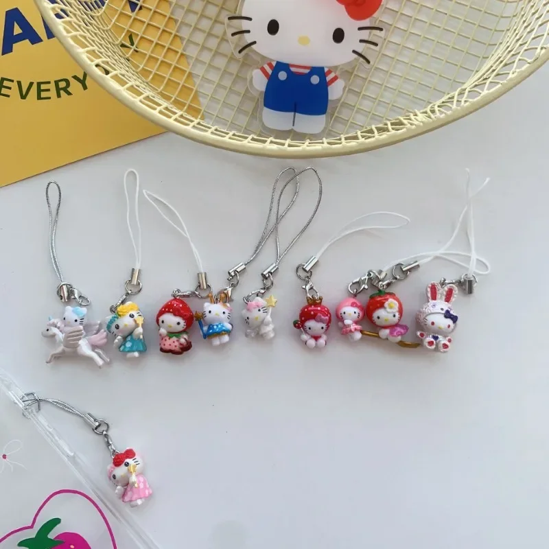 Sanrio Hello Kitty Ciondolo per cellulare Cordino Cartoon Phone Charm Strap Cute Girl Anime Portachiavi Corda appesa Decorazione di gioielli