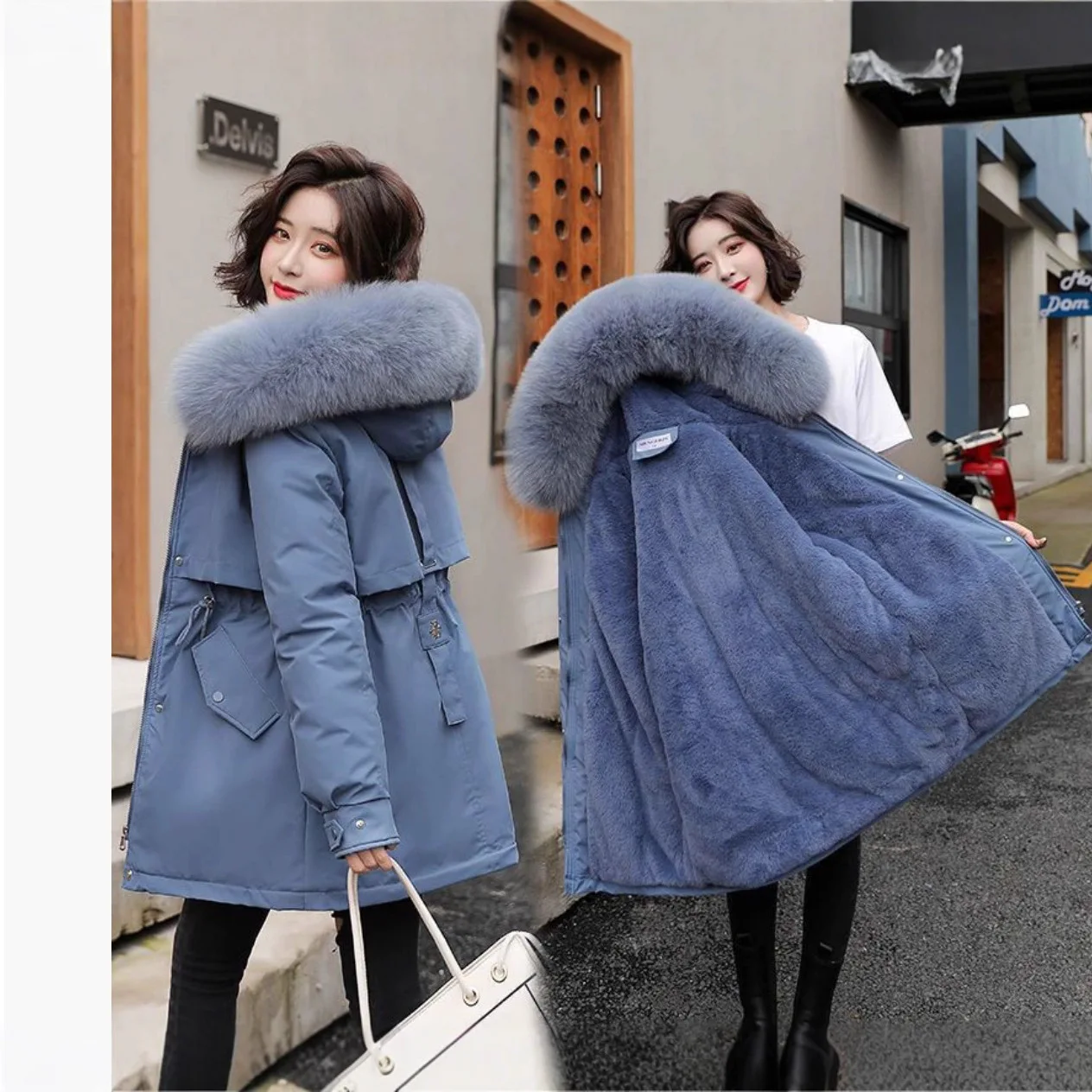 Winter Jacket 2026 New Women Parka Clothes Long Coat Wool Liner Hooded Jacket Fur Collar Thick Warm Snow Wear Padded Parka