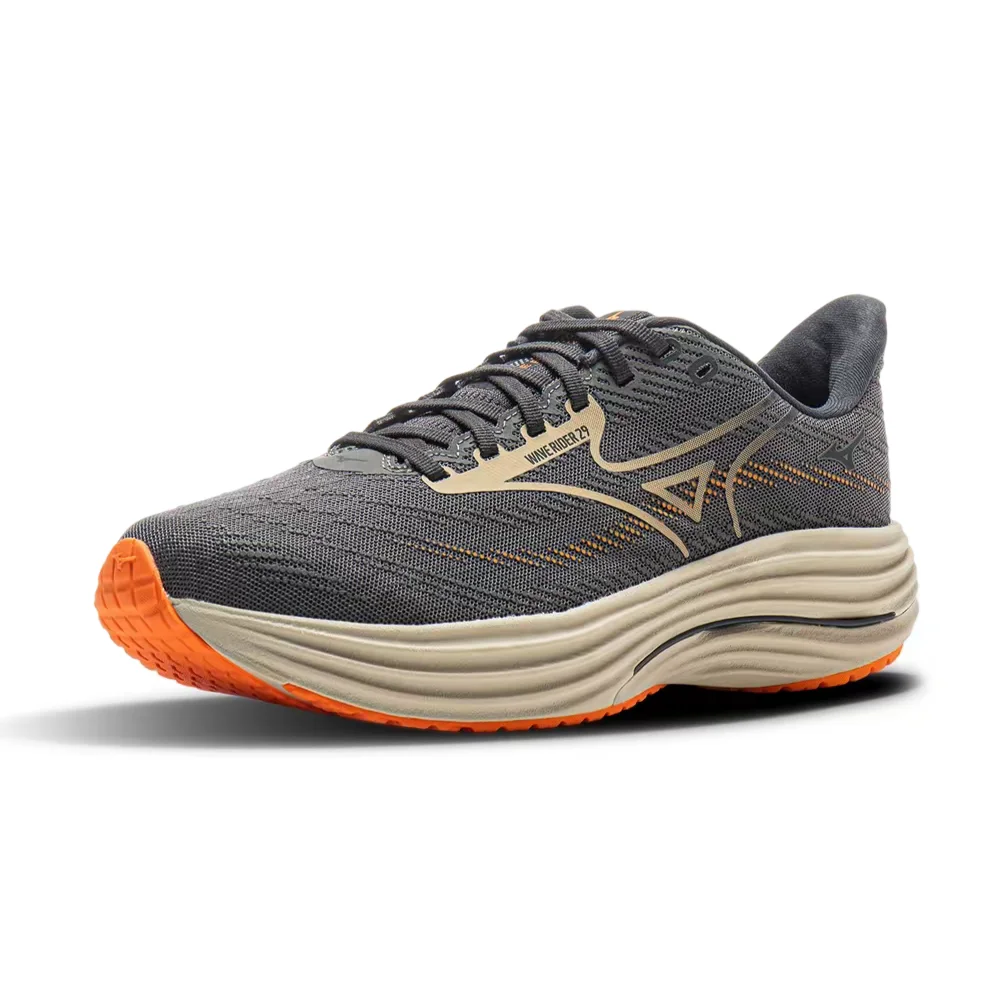 Mizuno WAVE RIDER 29 Men's Low-Top Running Shoes – Gray, Non-Slip Grip, Durable Build & Versatile Comfort J1GC250310