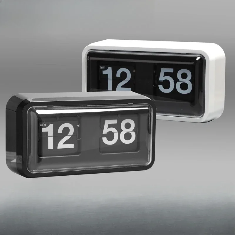 

Japanese Style Modern Minimalist Flip Clock Transparent Box Design Black White Table Clock/Desk Clock for Living Room Decoration
