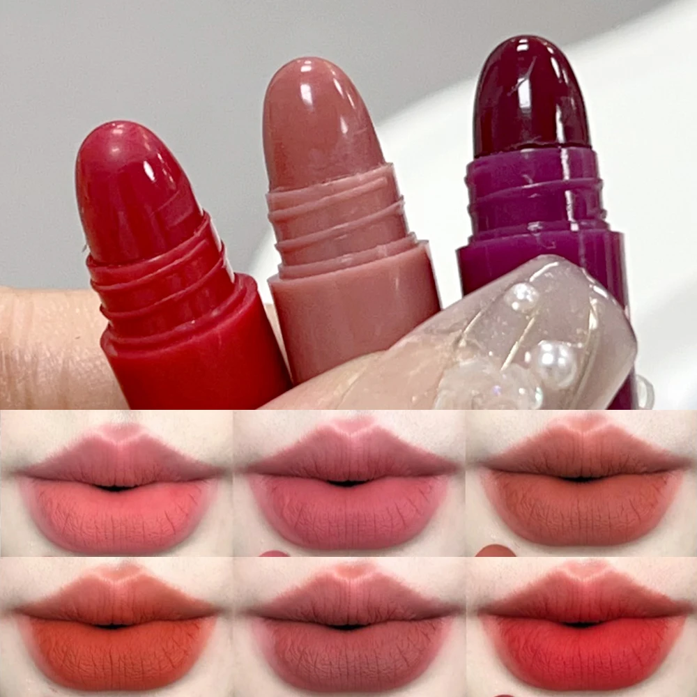 18Pcs/box Mini Capsule Lipstick Lasting Nude Red Brown Solid Lipgloss Set Waterproof Non-Marking Lipstick Korean Makeup Cosmetic