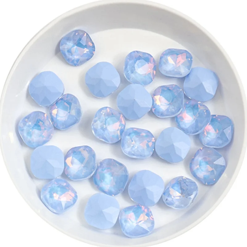 100 sztuk 8mm Fat Square Neon Mocha diament do paznokci Multi cut kryształ szpiczasty dolny biżuteria do paznokci Super musujące diamentowe akcesoria